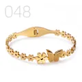 Golden butterfly and floral pattern stainless steel bracelet with a secure spring clasp - Continuous Flower Butterfly Decoration Style (048)