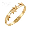 Elegant gold butterfly stainless steel bangle with frosted wings and sparkling crystals - Double Layer Frosted Butterfly Inlaid Diamond Style (034)