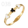 Gold-plated stainless steel butterfly cuff bracelet with black and white inlay - Black and White Two-color Butterfly Beaded Edge Style (038)