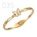 Elegant gold butterfly stainless steel bracelet with white shell inlay and zircon stones - Mother of Pearl 3D Butterfly Link Style (035)