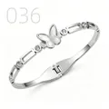 Silver stainless steel butterfly bracelet with shell inlay and crystal accents - Silver Mother of Pearl Geometric Link Butterfly Style (036)