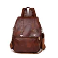 Sac à dos en similicuir marron foncé avec bretelles réglables et boucles dorées - Marron
