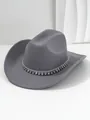 Dettaglio di cappello da cowboy in feltro grigio scuro con catena di strass argentati - M (56-58cm) / Grigio