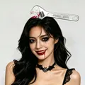 Halloween bloody wrench headband and bat choker set for horror themed party costumes - Wrench Through Head