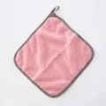 Pink pineapple pattern coral fleece kitchen cloth with hanging loop and absorbent texture - No Packaging / Pink