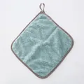 Absorbent mint green coral fleece dishcloth with hanging loop and pineapple grid pattern - No Packaging / Green