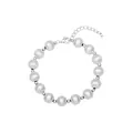 S925 Sterling Silber Perlenarmband mit 8mm gebürsteten matten Perlen und Karabinerverschluss - Matte Runde Perle (5683682345129) / Silbernes Armband