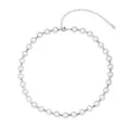 Elegante S925 Silberperlenkette mit 8mm Katzenaugen-Perlen und Herzanhänger - Matte Runde Perle (5683682345131) / Silberne Halskette