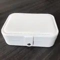 Elegant white portable travel jewelry box with secure snap closure and stitching - PU White