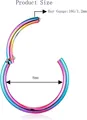 Detailed size chart for 16G 1.2mm rainbow stainless steel hinged segment clicker ring - 6mm / 16G (1.2mm) / Colorful