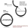 Detailed view of black 316L surgical steel hinged segment ring showing open and closed mechanism - 12mm / 18G (1.0mm) / Black
