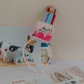 Rosa Plüsch-Haarreif mit Happy Birthday Torte und bunten Kerzen für Karneval und Party - 5 Kerzen Rosa