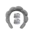 Three-piece dark grey sponge padded headband and wristband set for facial washing - Headband and Wristbands Set / Gray