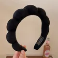 Padded black braided sponge headband with soft knit texture and handmade label - Cloud Headband / Black