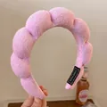 Pink puffy cloud headband made of soft terry cloth fabric for skincare routines - Cloud Headband / Pink