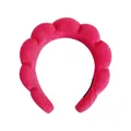 Pluffy bubble sponge headband in bright rose pink for face washing and skincare routines - Cloud Headband / Rose Red