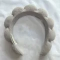 Padded light grey cloud-shaped sponge headband with soft towel texture for face washing - Cloud Headband / Gray