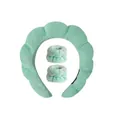 Plush mint green sponge headband and matching wristbands set for face washing - Headband and Wristbands Set / Green