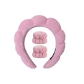 Pink sponge padded headband with matching absorbent wristbands for washing face - Headband and Wristbands Set / Pink