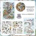 DIY 2.5D scenery sticker kit Ephemera Realm with PET stickers and landscape card - Salamander Spirit Realm