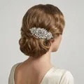 Elegante pettine per capelli da sposa in argento con strass marquise su acconciatura. - Argento