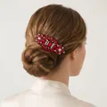 Elegante pettine da sposa vintage con strass rossi marquise per acconciature da sposa - Argento + Strass Rosso