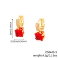 Elegante quadratische rote Rubin-Ohrhänger vergoldet mit weißen Zirkonia-Akzenten - Gold mit dunkelrotem Zirkon