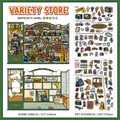 Vintage shop DIY sticker set with PET clear decals and landscape background card - General Store (open Today #45)