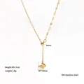 Golden 304 stainless steel necklace featuring a matte butterfly pendant and gold bead - Golden Butterfly (XKN0255)