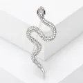 Elegant silver-toned snake brooch fully paved with sparkling clear cubic zirconia - Silver with White Zirconia