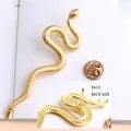 Elegant gold snake brooch with realistic scales and secure butterfly clutch backing - Bright Gold