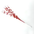 Artificial red glitter berry stem decoration for Christmas with festive silver branch finish - Red