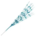 Artificial teal glitter berry stems with decorative beaded sprigs for Christmas decor - Lake Blue