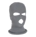 Three-hole grey knitted balaclava mask for windproof face protection and warmth - 3-Hole Knit / Light Gray