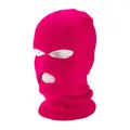 Three-hole knitted balaclava mask in rose red with rib texture and comfortable fit - 3-Hole Knit / Rose Red