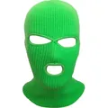 Neon green 3-hole knitted balaclava mask for winter outdoor warmth and wind protection - 3-Hole Knit / Neon Green
