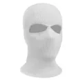 Three-hole knitted balaclava mask in solid white for full face warmth and protection - 2-Hole Knit / White