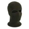 Thick olive green 2-hole knitted balaclava mask for outdoor skiing and winter warmth - 2-Hole Knit / Army Green