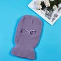 Purple knitted 3-hole full face mask balaclava for winter windproof thermal protection - 2-Hole Knit / Light Purple