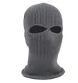 Thick grey knitted three-hole balaclava mask for full face windproof winter protection - 2-Hole Knit / Light Gray