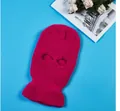Three-hole knitted balaclava mask in vibrant rose red for winter wind protection - 2-Hole Knit / Rose Red