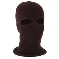 Three-hole knitted balaclava mask in dark brown warm winter windproof thermal yarn - 2-Hole Knit / Coffee