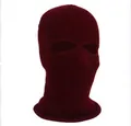 Deep red three-hole knitted balaclava mask for winter warmth and outdoor skiing - 2-Hole Knit / Burgundy