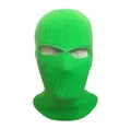 Fluorescent green three-hole knitted balaclava mask for winter warmth and outdoor sports - 2-Hole Knit / Neon Green