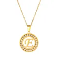 Elegant gold stainless steel necklace with crystal-studded letter E pendant - Letter E