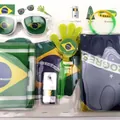 Brazil football fan cheer set including sunglasses, scarf, face paint, and bracelet - Brazil