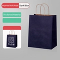 Navy blue kraft paper gift bag with rope handles made of thick imported material - Dark Blue; Vertical Small Size 15*8*21