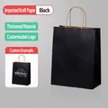 Sac cadeau en papier kraft noir épais avec poignées en chanvre pour emballage - Noir ; Impression Verticale Format Moyen 21 X 11 X 27 Cm