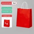 Sac shopping en papier kraft rouge épais avec poignées blanches pour emballage de cadeaux - 21*14*27 / Rouge Sac à Emporter