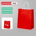 Thickened red kraft paper shopping bag with white round rope handle for gift packaging - Red; Same Style As Haidilao (chinese Hot Pot Restaurant) 12.5*7.5*15